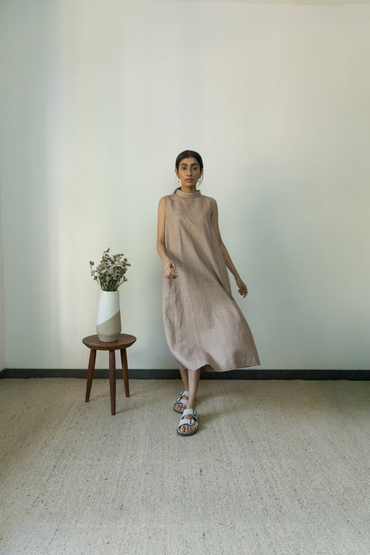 High-neck A-line Dress