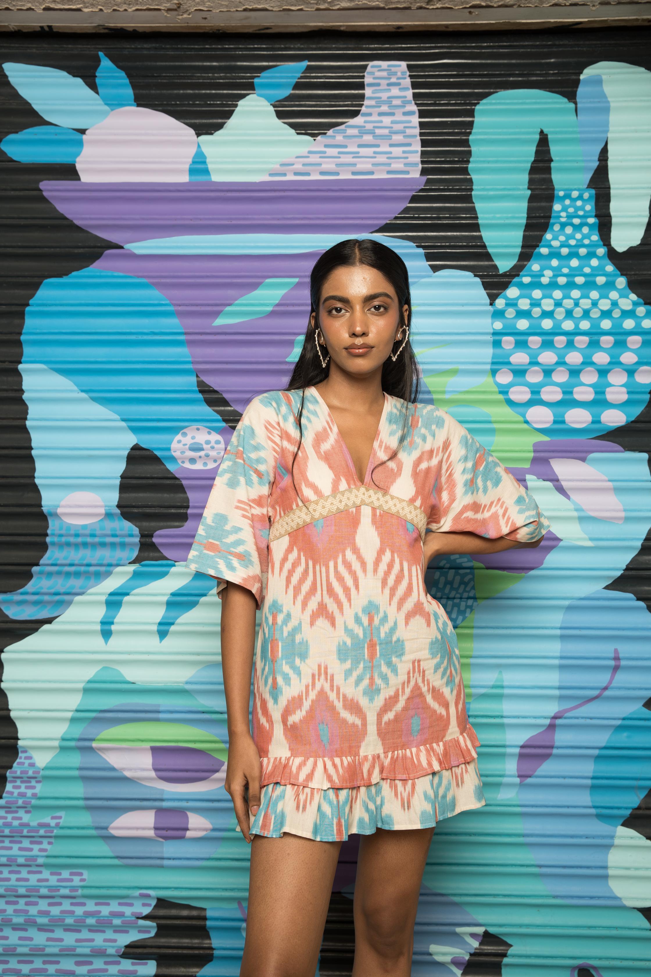 Plunge Neck Ruffle Mini