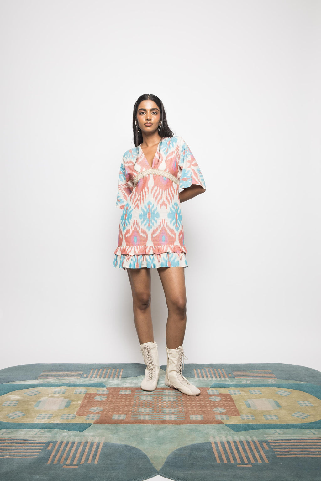 Plunge Neck Ruffle Mini