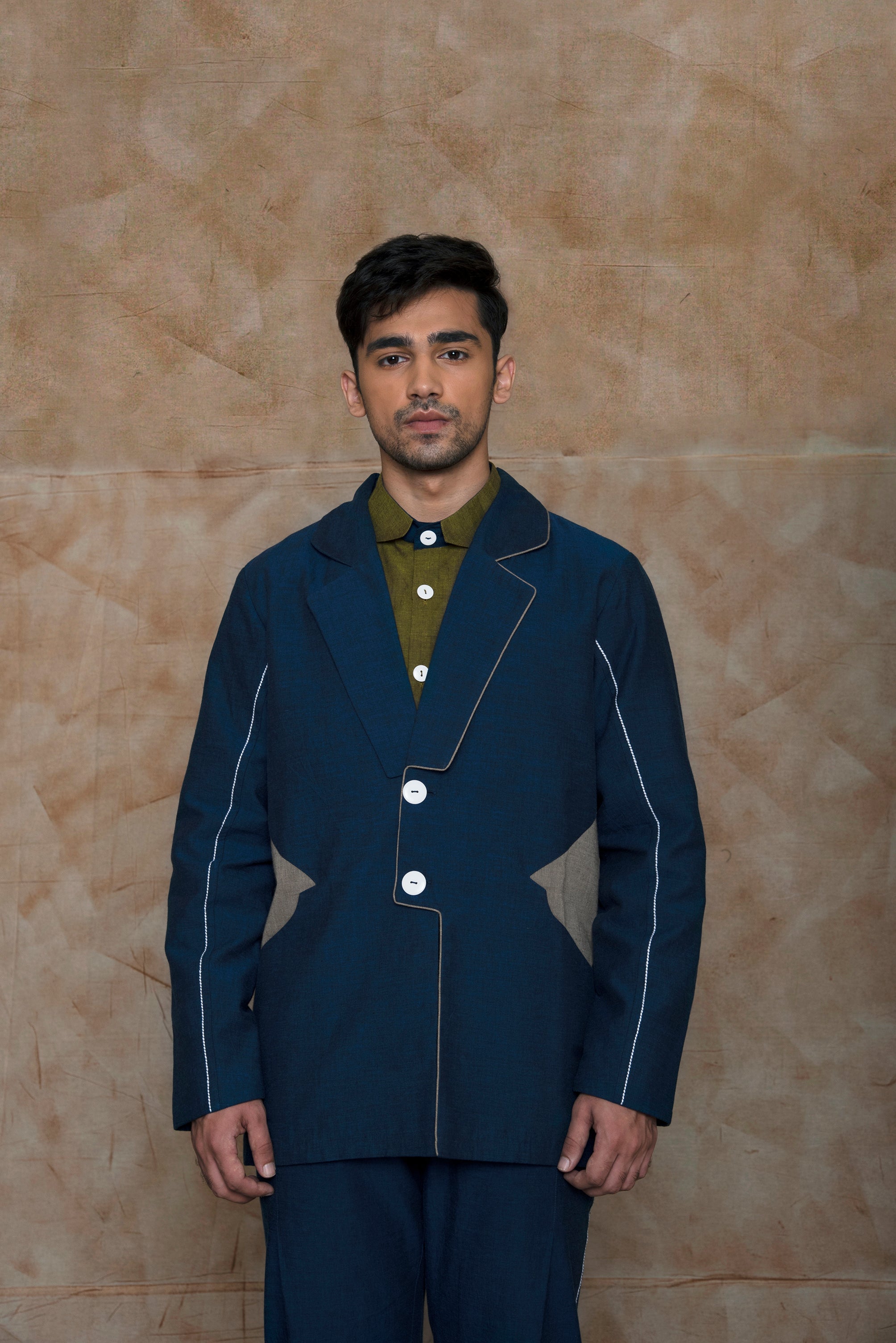 Jacket With Color Block Pockets