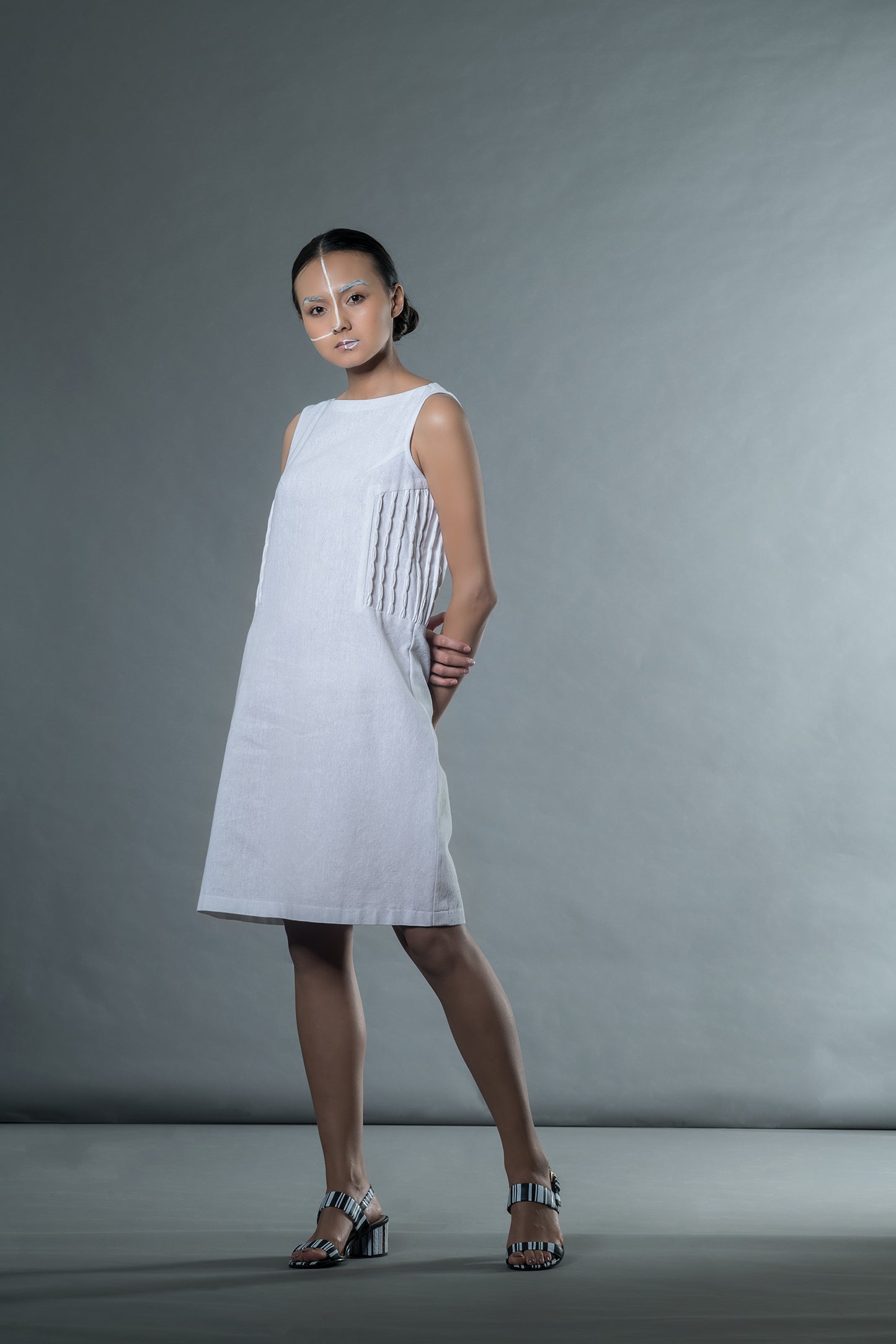 Shift Dress With Bubble Tucks