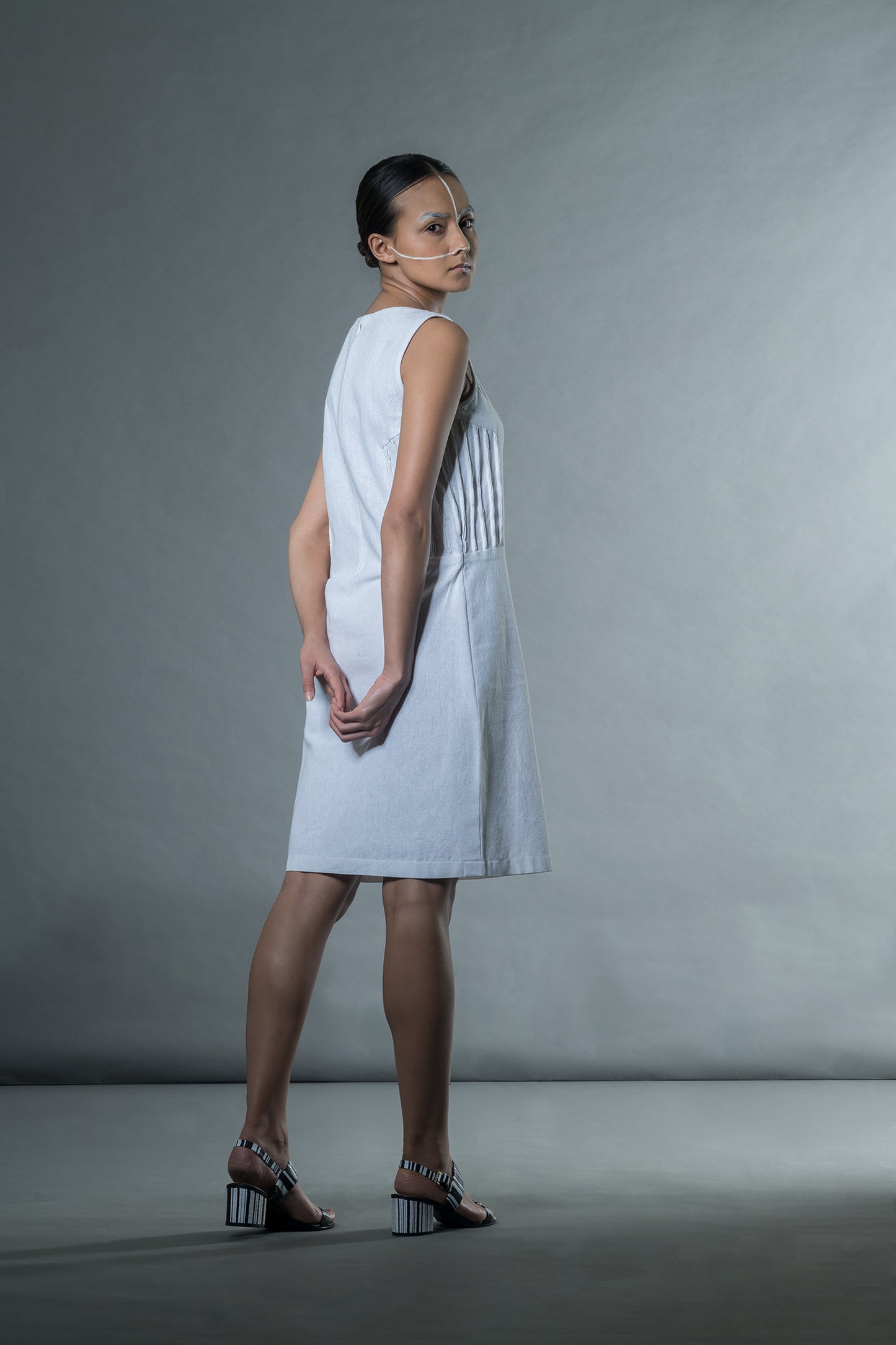 Shift Dress With Bubble Tucks