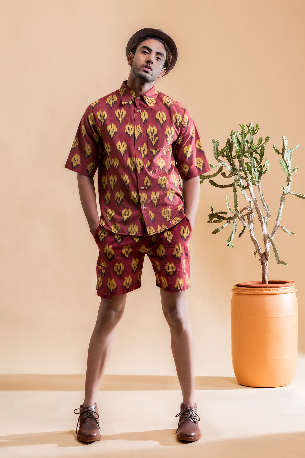 Twisted Placket Short Sleeves Shirt